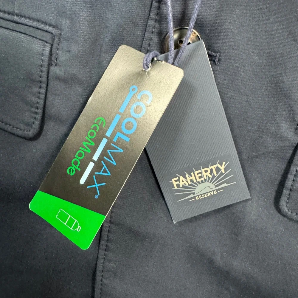 Faherty Reserve Movement Blazer Jacket Mens M Navy Blue Coolmax Bi-Stretch